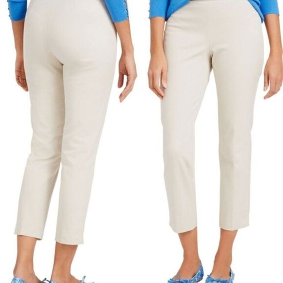 J. McLaughlin Dock Capri Flat Front Side Zip Pant 8 Off White Cream - Picture 1 of 6